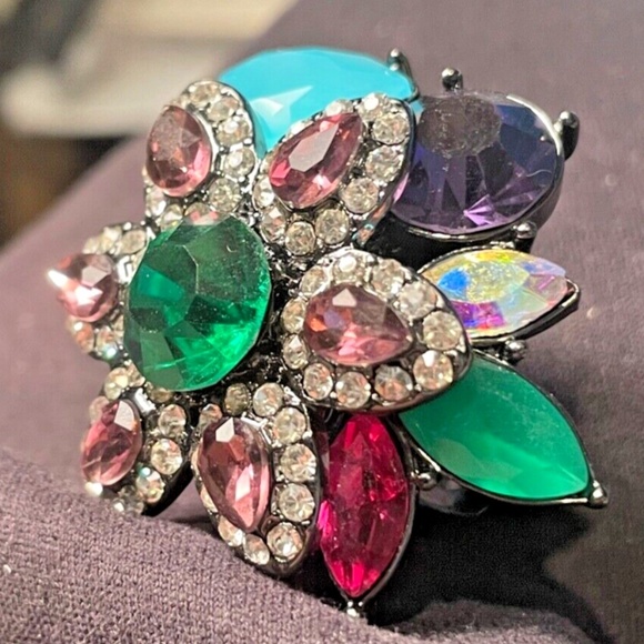 Erickson Beamon Rocks Crystal Arcade Brights Flower Ring size 6 #205211472479 - Picture 3 of 6
